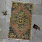 Pale Red 2' x 3' small vintage distressed rug with traditional design, handmade in Turkey – Jobie.