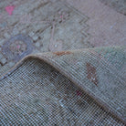Additional view of the pink Turkish small vintage rug, hand-knotted in wool and cotton.