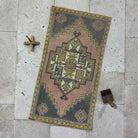 Pink 2' x 3' small vintage rug with traditional design, handmade in Turkey – Inger.