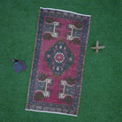 Red 2' x 3' small vintage rug with traditional design, handmade in Turkey – Kai.