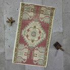 Red 2' x 3' small vintage rug with traditional design, handmade in Turkey – Tildi.