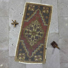 Red 2' x 4' small vintage rug with traditional design, handmade in Turkey – Elyse.