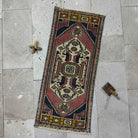 Red 2' x 4' small vintage rug with traditional design, handmade in Turkey – Lynett.