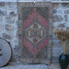Pale Red 3' x 6' small vintage rug with traditional design, handmade in Turkey – Marita.