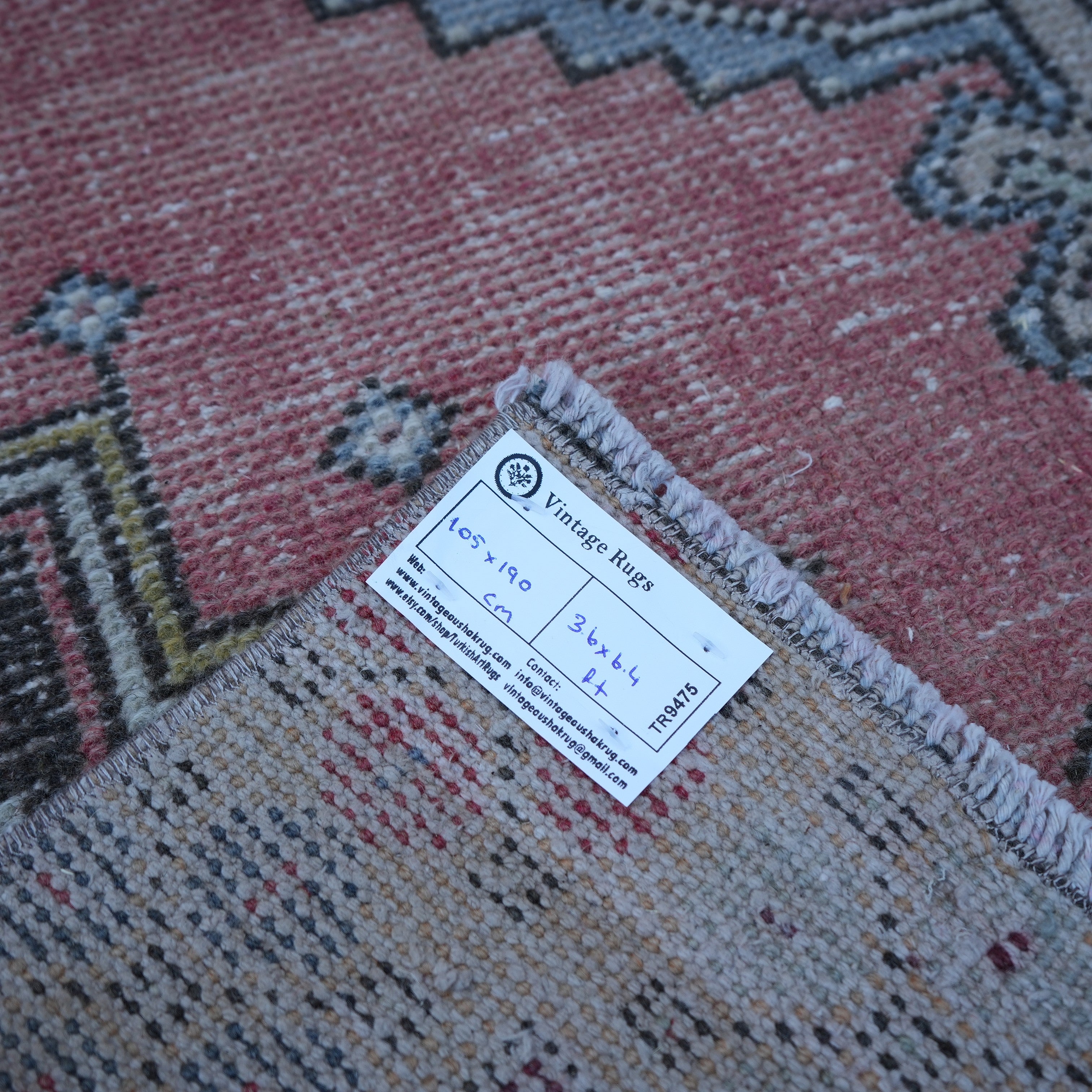 Pale Red 3' x 6' Turkish small vintage rug from the 1970s with traditional design.