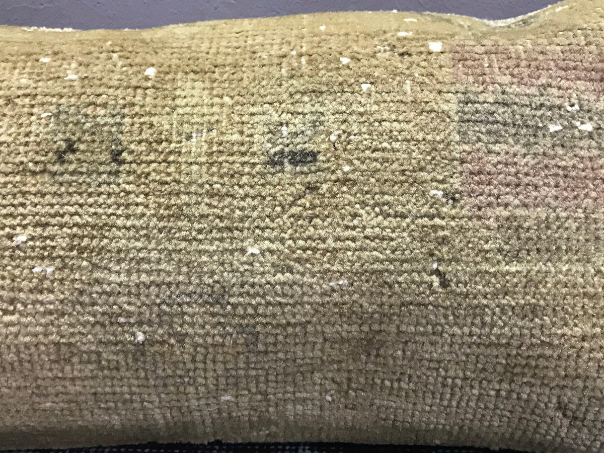 Close-up of the colorful Turkish throw pillow showing traditional details, low pile.