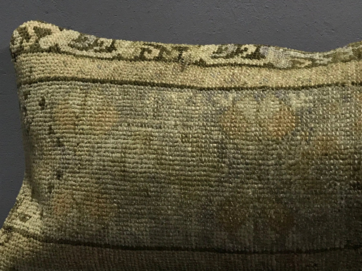 Close-up of the colorful Turkish throw pillow showing traditional details, low pile.