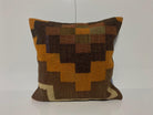 Orange throw pillow with geometric design, handmade in Turkey – KK00212.