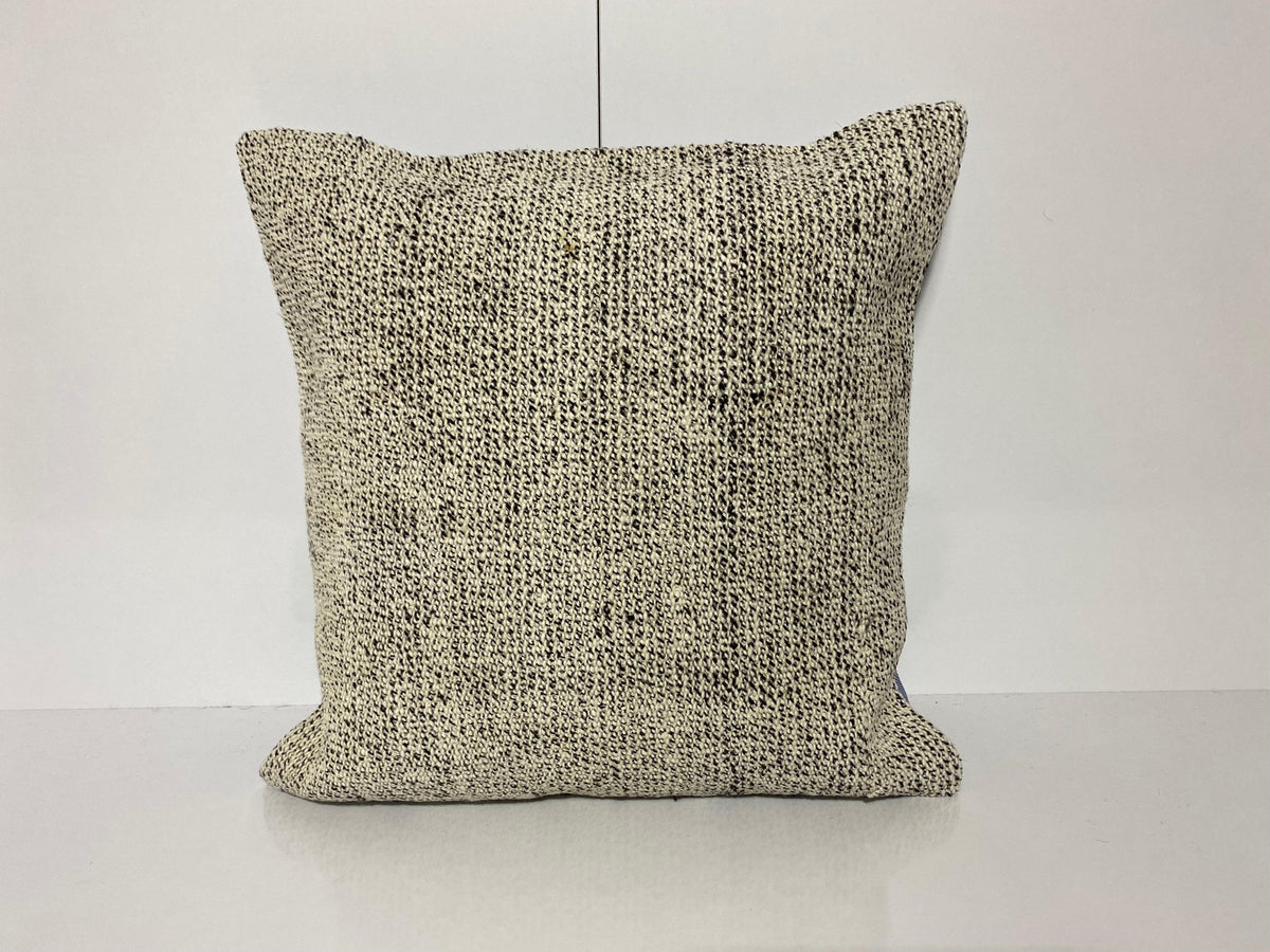 White throw pillow with neutral design, handmade in Turkey – KK00177.