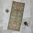 Pink 1' x 3' turkish mini rug with traditional design, handmade in Turkey – Fina.