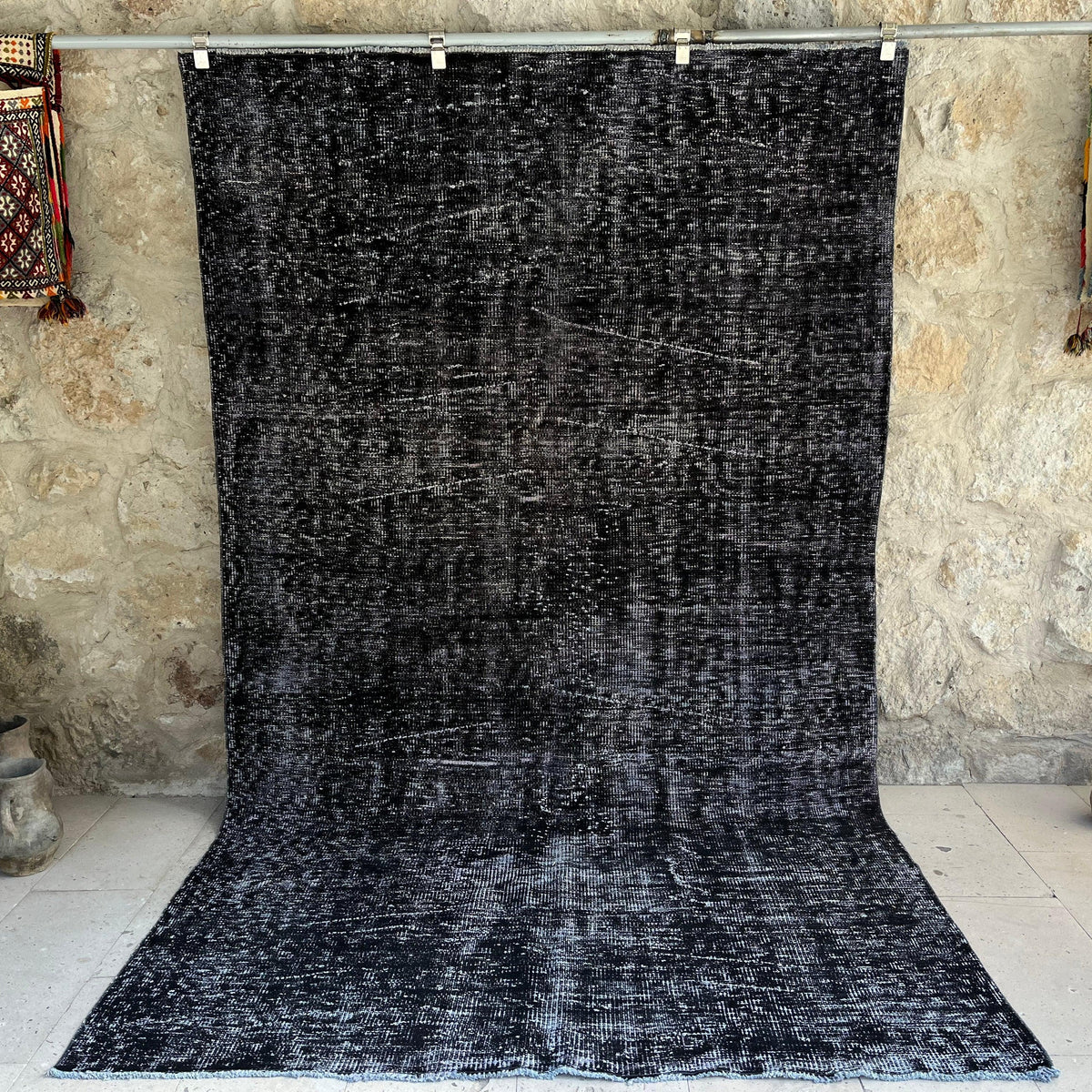 Gray 6' x 10' turkish overdyed rug with overdyed design, handmade in Turkey – Cate.