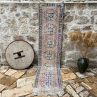 Pale Pink 2' x 10' turkish runner rug with medallion design, handmade in Turkey – Randa.