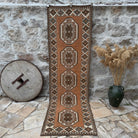 Pale Orange 3' x 10' turkish runner rug with traditional design, handmade in Turkey – Bodie.