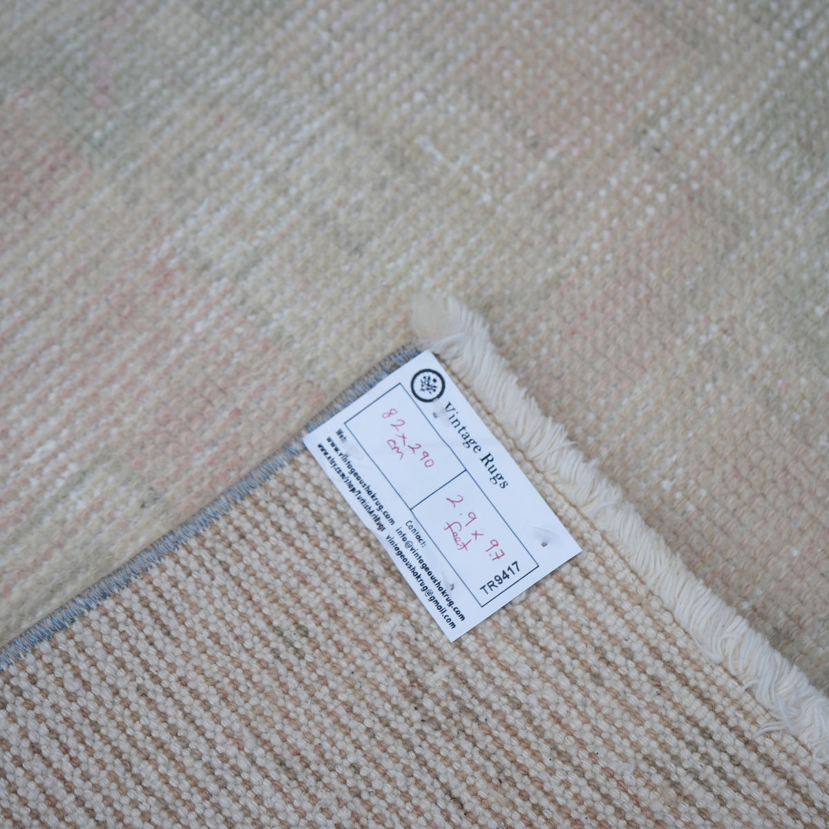 Pale Pink 3' x 10' turkish runner rug from the 1970s with traditional design.