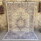 Blue 6' x 10' turkish traditional rug with medallion design, handmade in Turkey – Lenora.