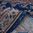 Additional view of the blue Turkish unique vintage oushak rug, hand-knotted in wool and cotton.
