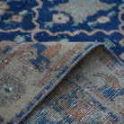 Additional view of the blue Turkish unique vintage rug, hand-knotted in wool and cotton.