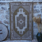 Olive Green 4' x 7' vintage anatolian rug with traditional design, handmade in Turkey – Kathi.