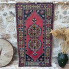 Red 4' x 7' vintage anatolian rug with traditional design, handmade in Turkey – Jodi.