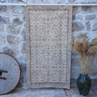 Beige 3' x 6' vintage area rug with traditional design, handmade in Turkey – Luella.