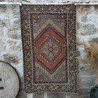 Red 3' x 6' vintage area rug with traditional design, handmade in Turkey – Lowen.