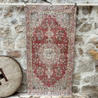 Red 3' x 7' vintage distressed rug with medallion design, handmade in Turkey – Gracie.