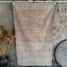 Beige 4' x 6' vintage distressed rug with neutral design, handmade in Turkey – Odin.