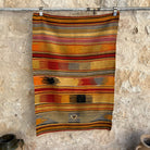 Yellow 3' x 4' vintage flatweave rug with traditional design, handmade in Turkey – Sana.