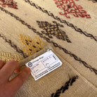 1970s beige vintage Turkish flatweave runner rug with traditional design, flatweave construction and low pile.