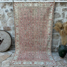 Pink 5' x 9' vintage floral rug with floral design, handmade in Turkey – Myla.