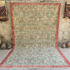 Pale Green 7' x 11' vintage floral rug with floral design, handmade in Turkey – Jace.