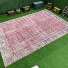 Red 9' x 13' vintage floral rug with floral design, handmade in Turkey – Amy.