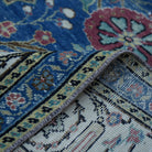 Additional view of the blue vintage Turkish kayseri rug, hand-knotted in wool and cotton.