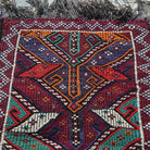 1970s red vintage Turkish kilim rug with traditional design, flatweave construction and low pile.