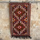 Red 2' x 4' vintage kilim rug with traditional design, handmade in Turkey – Lesley.