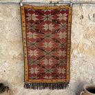 Red 3' x 4' vintage kilim rug with traditional design, handmade in Turkey – Zechariah.