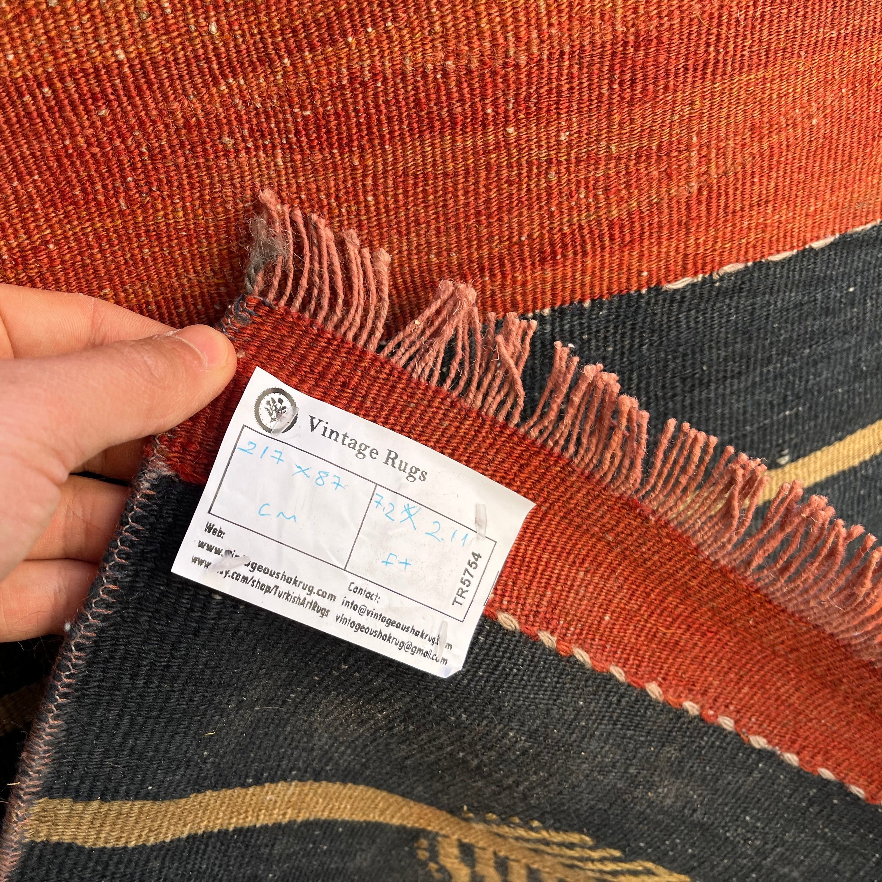 1970s blue vintage Turkish kilim rug with striped design, flatweave construction and low pile.