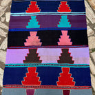 1970s blue vintage Turkish kilim rug with geometric design, flatweave construction and low pile.