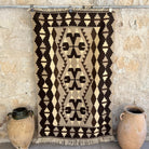 Black 4' x 6' vintage kilim rug with traditional design, handmade in Turkey – Isaias.