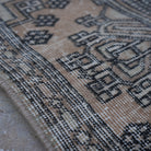 Beige 3' x 15' vintage Turkish long runner rug in wool and cotton, shown on the floor.