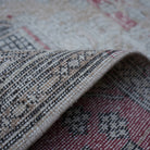Additional view of the beige vintage Turkish long runner rug, hand-knotted in wool and cotton.