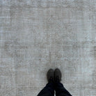 1970s beige vintage Turkish medallion rug with neutral design, hand-knotted weave and low pile.