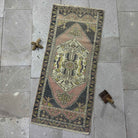Pink 2' x 4' vintage mini runner with traditional design, handmade in Turkey – Zondra.