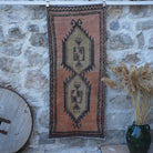 Orange 2' x 6' vintage mini runner with traditional design, handmade in Turkey – Edna.