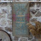 Pale Blue 2' x 4' vintage oriental rug with traditional design, handmade in Turkey – Marcelo.