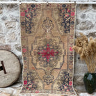 Blue 4' x 7' vintage oriental rug with traditional design, handmade in Turkey – Emery.