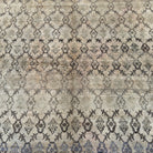 1970s beige vintage Turkish oushak rug with floral design, hand-knotted weave and low pile.