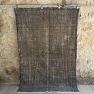 Gray 5' x 7' vintage overdyed rug with overdyed design, handmade in Turkey – Aadam.