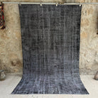 Gray 5' x 9' vintage overdyed rug with overdyed design, handmade in Turkey – Roper.