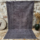 Gray 6' x 10' vintage overdyed rug with overdyed design, handmade in Turkey – Rosalia.